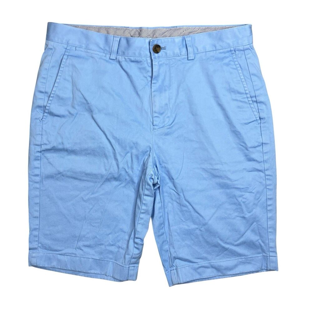 Brooks Brothers Shorts Mens 33 Blue Stretch Flat Front Chino Casual Golf Preppy